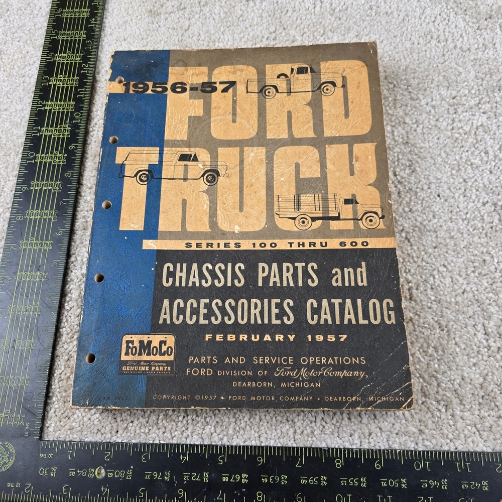 Ford Truck Parts Catalog Blue 1956-57 Series 100-600 Chassis Accessories Manual